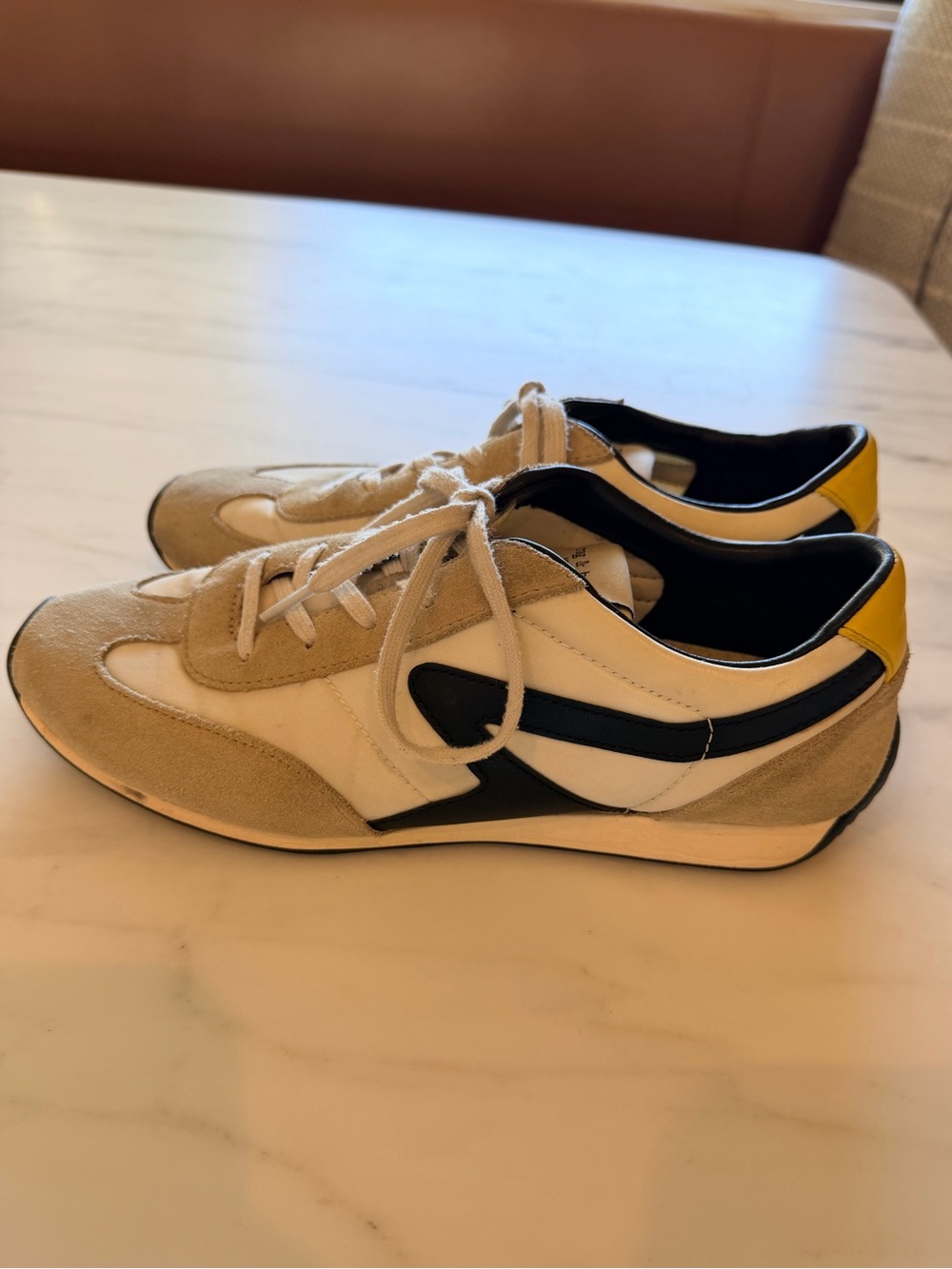 Rag & Bone - Retro Lace-Up Low Top Sneakers - Nylon White, Black, Yellow